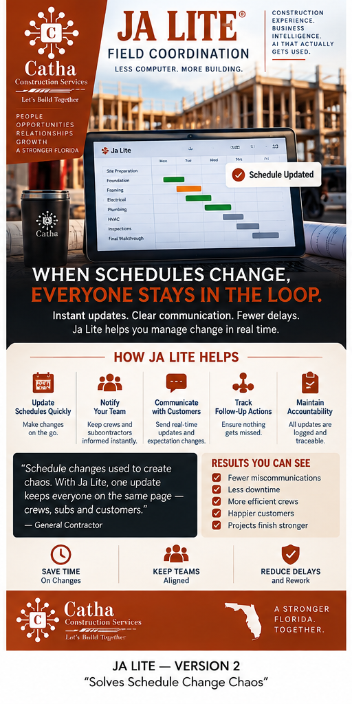 Ja Lite construction schedule update infographic