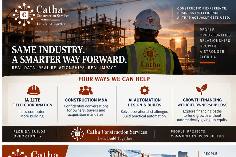 Catha infographic explaining how Florida construction intelligence becomes business opportunity